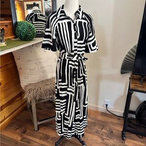 H&M Black and White Polo Collar Sundress